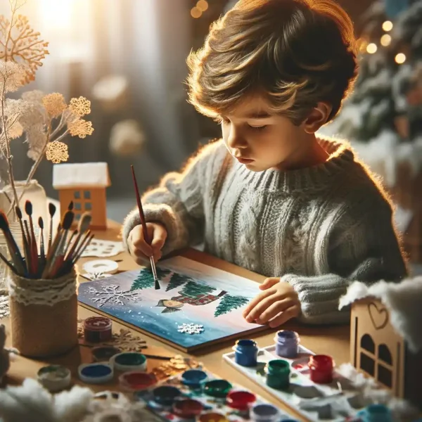 Winter crafts in art therapy painting